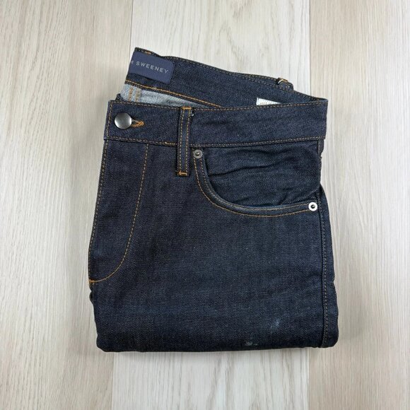 Thom Sweeney Mens Blue Candiani Denim Stretch Straight Leg Jeans Size 31/32 - Picture 12 of 12